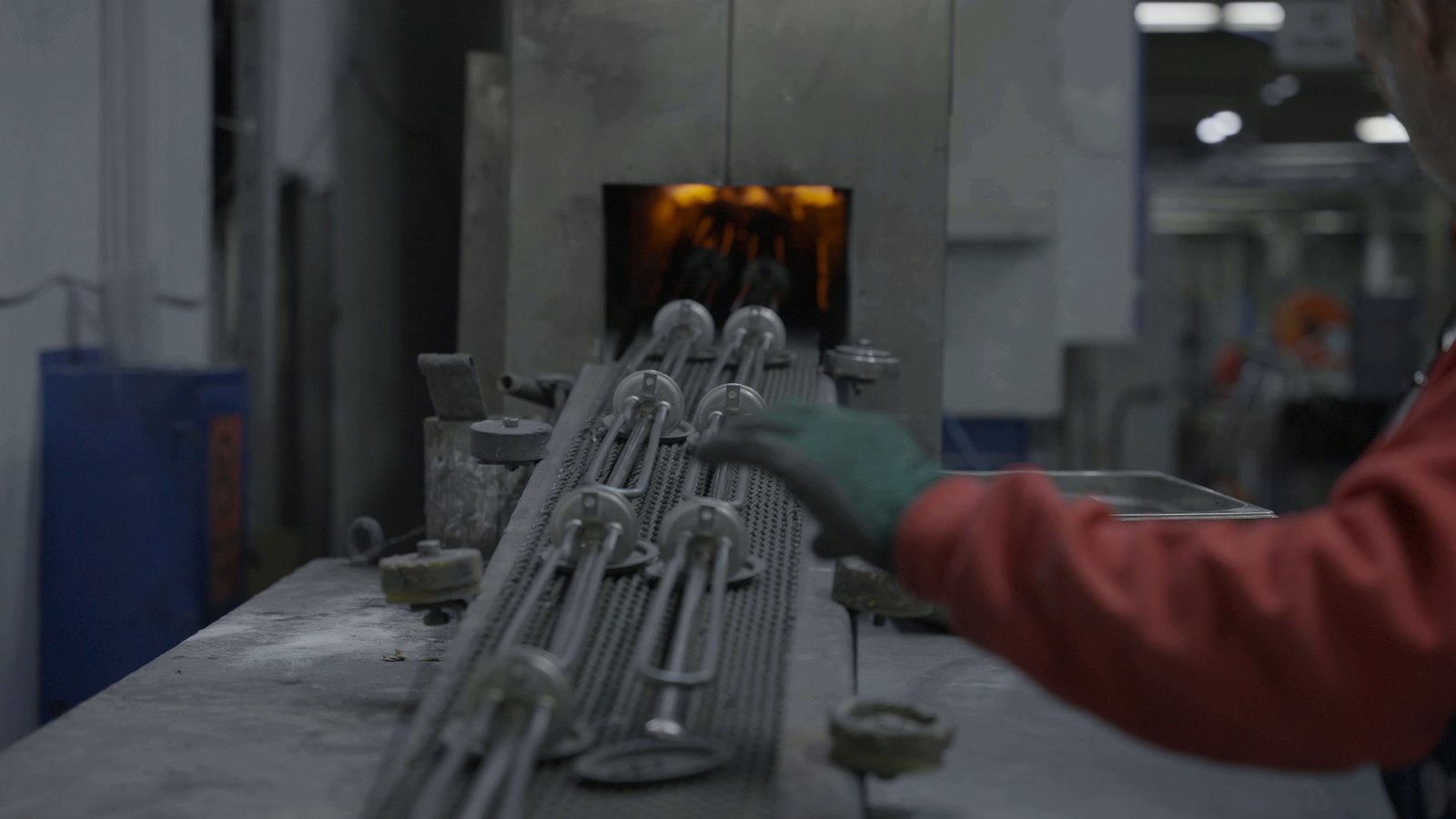 Brazed assemblies leaving the continuous furnace