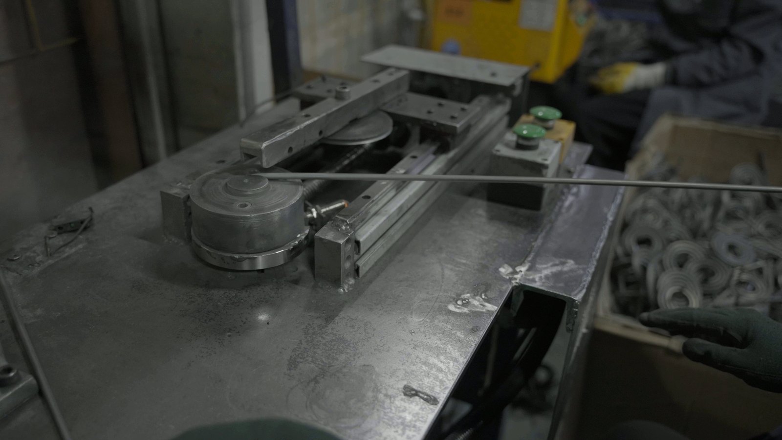 Close-up of a bending tool for heating elements