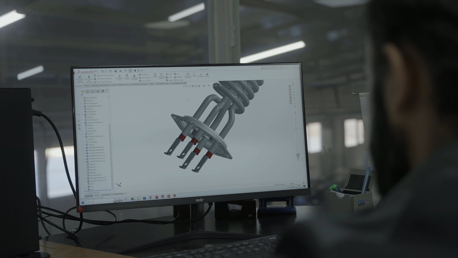 3D model of a flange heating element checked on screen